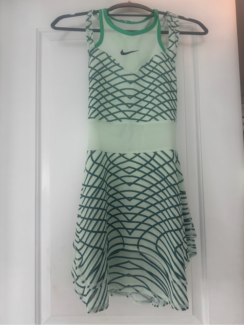 Nike Mint Green and Dark Green Patterned Girls' Athletic Dress